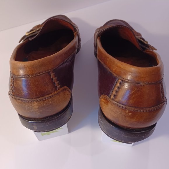 HS Trask Vintage Men's Loafers Buckle & Kilts Chestnut Brown/Dark Tan size:10.5M - Picture 8 of 12